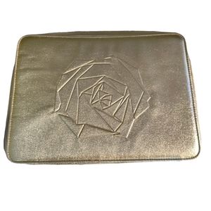 Lancome Train Case Travel Bag Makeup Large Square Gold Zipper NWOT